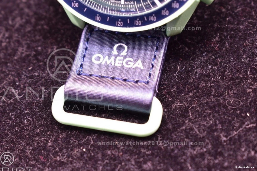 Strap Omega on Moonwatch Bioceramic x Swatch 1181 WeatherProof Earth Mission Quartz to Nylon 0804